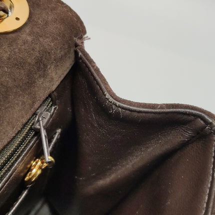 Chanel Classic Flap Maxi Chocolate Brown Suede Leather Giant Gold CC Logo