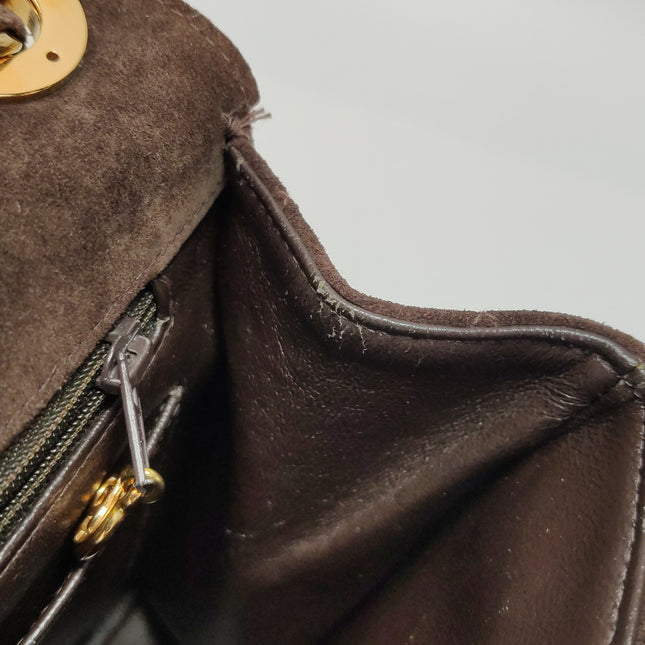 Chanel Classic Flap Maxi Chocolate Brown Suede Leather Giant Gold CC Logo