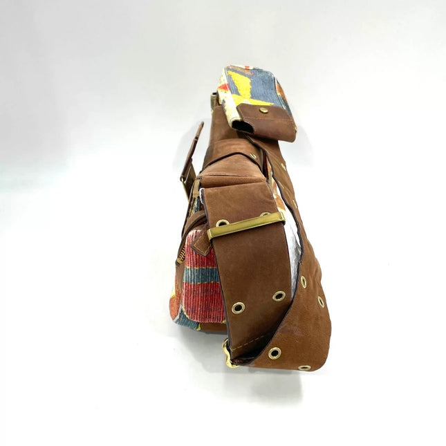 Dior Limited Edition Rare Columnbus Dior Strict Chic Brown Multicolor Velvet Bag