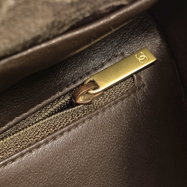 Chanel 2002 Coco Flap Top Handle Box Bag Velvet Grey