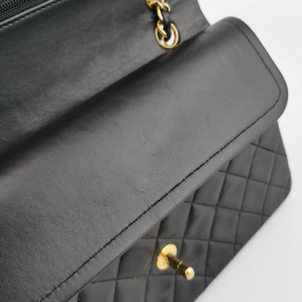 Sold Chanel Classic Flap Vintage Black Lambskin Leather with 24k Gold Hardware
