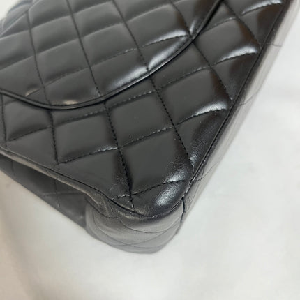 Chanel Classic Flap Maxi 2011 Black Lambskin Leather Double Flap with Gold Hardware