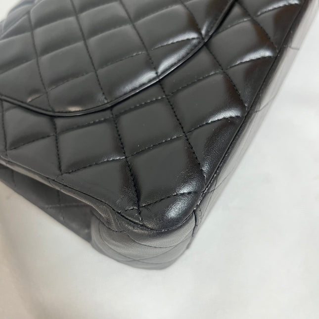Chanel Classic Flap Maxi 2011 Black Lambskin Leather Double Flap with Gold Hardware