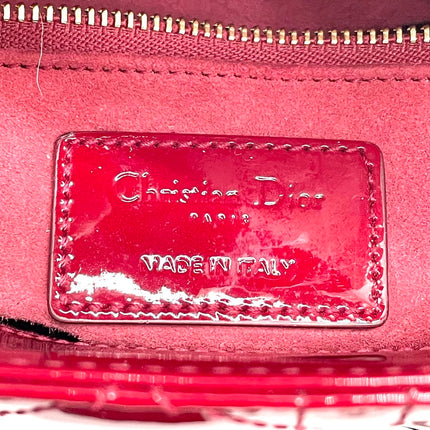 Lady Dior Mini 2020 Red Burgundy Patent Leather Gold Hardware Suede Interior Chain Strap