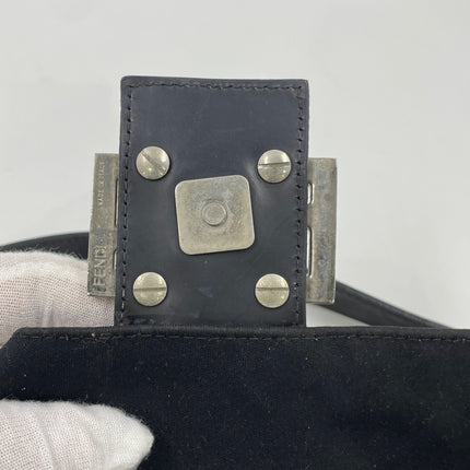 FENDI Baguette Vintage Black Cloth Silver Hardware