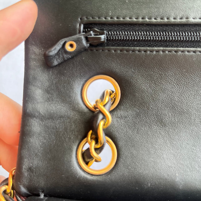 Chanel Classic Flap Vintage Medium Black Lambskin Leather 24k Gold Hardware 1994-1996