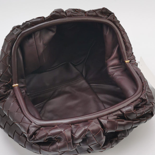 Bottega Veneta Pouch Large Intrecciato Dark Chocolate Brown Calfskin Leather