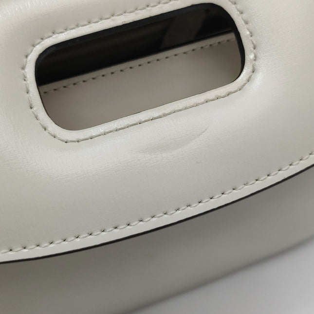 Gucci Bamboo 1947 Top Handle Bag Small White Box Leather Canvas Strap