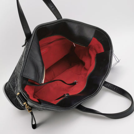 Chanel Gabrielle Large Tote Black Crumbled Calfskin Leather Silver Hardware