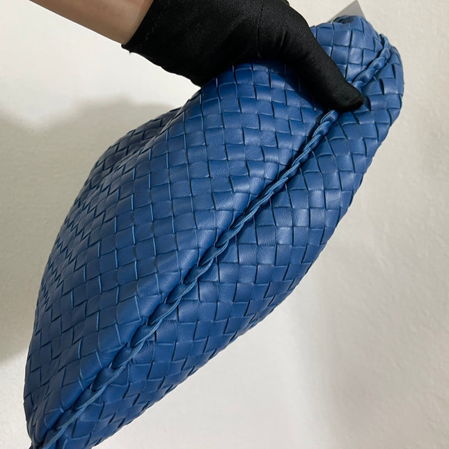 Sold Bottega Veneta Veneta Hobo Medium Blue Intrecciato Leather Bag 47cm