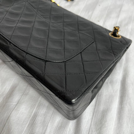 Chanel Classic Flap Medium Vintage Black Lambskin Leather with 24k Gold Hardware