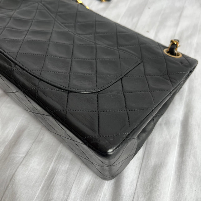 Chanel Classic Flap Medium Vintage Black Lambskin Leather with 24k Gold Hardware
