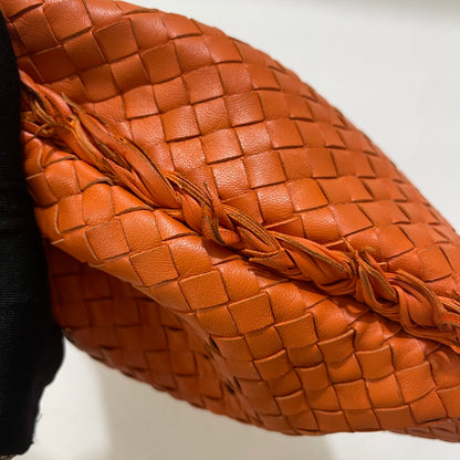 Bottega Veneta Veneta Hobo Medium Orange with Fringe Edges Intrecciato Leather Bag 40cm