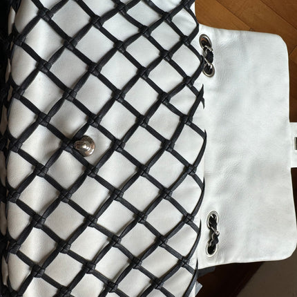 Chanel Lambskin Jumbo Canebiers Net Knots Flap White, 2011