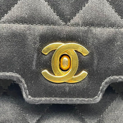 Chanel Diana Flap Bag Mini Black Silk Satin Bijou Chain