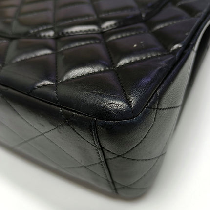 Chanel Classic Flap Maxi Black Lambskin Leather Single Flap with Gold Hardware 2009-2010
