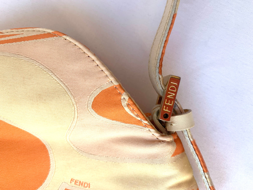 Sold FENDI Baguette Orange Multicolor Silk with Psychedelic prints