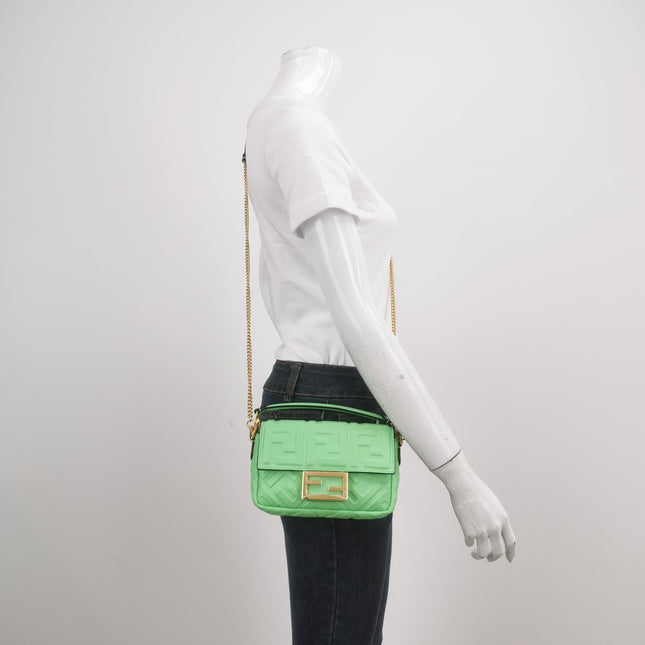 Sold Fendi Baguette Mini Green Nappa Leather Crossbody Bag