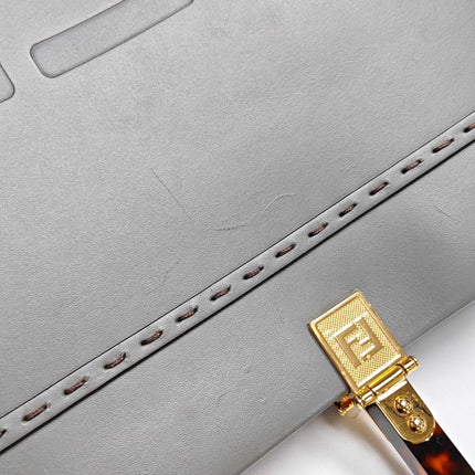 Fendi Sunshine Tote Medium Greyish Blue Top Handle Bag with Strap