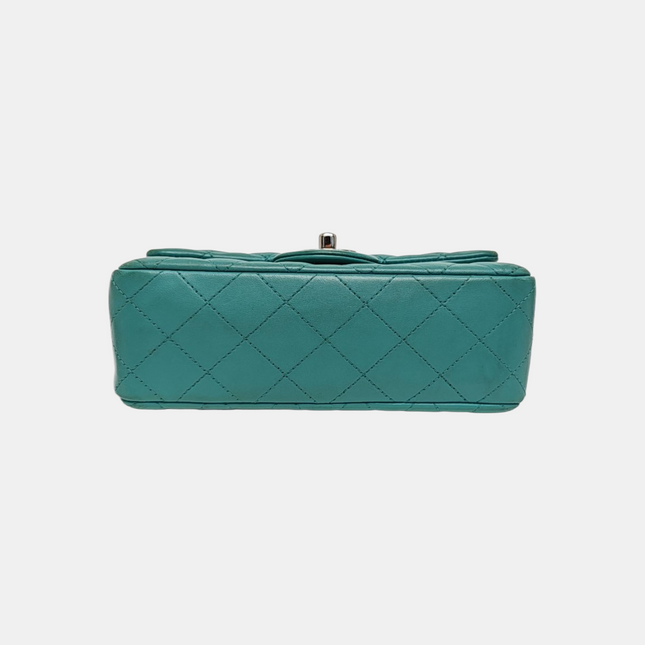 Chanel Classic Flap Mini Turquoise Blue Lambskin Leather Gold Hardware 2014