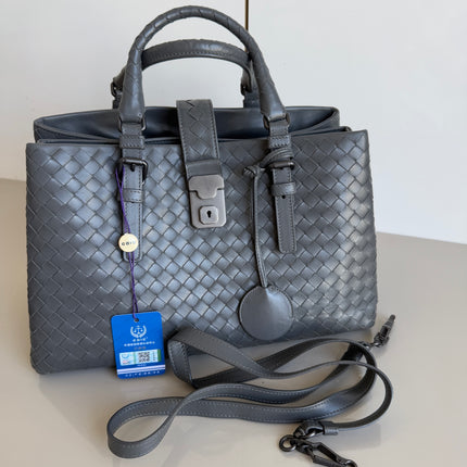 Bottega Veneta Roma Handbag Intrecciato Nappa Leather Grey Small 30cm-Luxbags