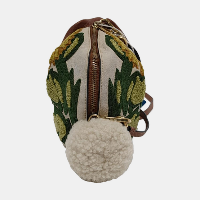 Loewe x William De Morgan Bunny Rabbit Floral Embroidered Brown Yellow Multicolor Crossbody Bag