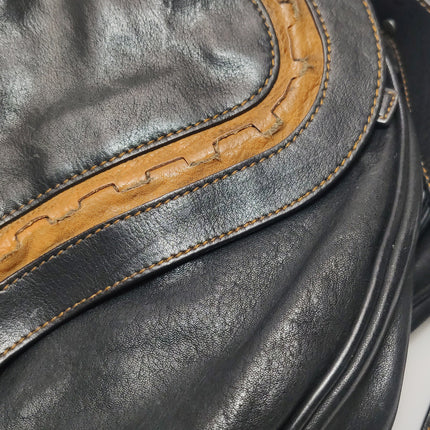 Dior Vintage Gaucho Large Black Leather Crossbody Bag