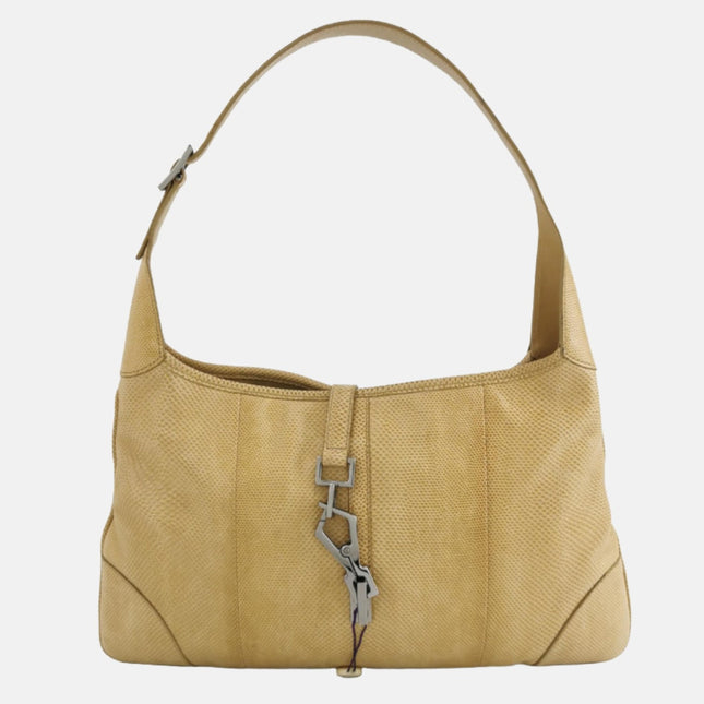 Sold Gucci Jackie Vintage Yellow Gold Exotic Lizard-skin Leather Shoulder Bag