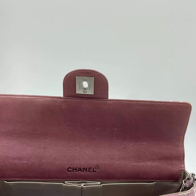 Chanel East West Chocolate Bar Travel Line Pink Fabric Shoulder Bag