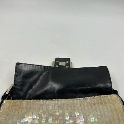 Sold Fendi Baguette Gold Translucent Sequins with Pony-style Leather Strap
