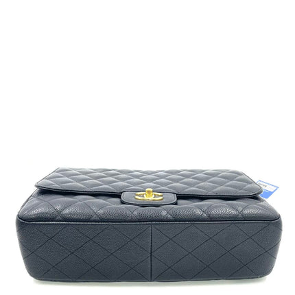 Chanel Classic Flap Jumbo 2009 Black Caviar Leather Single Flap Gold Hardware