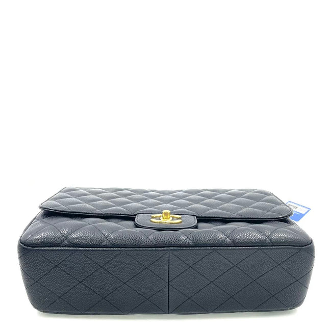 Chanel Classic Flap Jumbo 2009 Black Caviar Leather Single Flap Gold Hardware