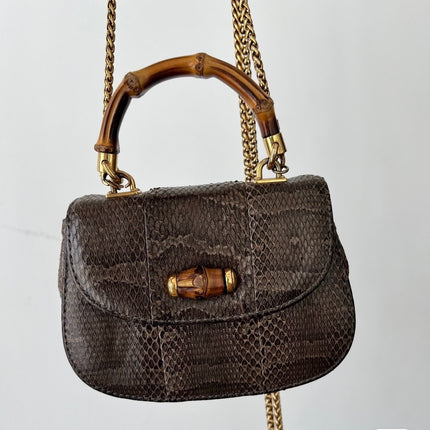 Sold Gucci Bamboo 1947 Night Mini Python Evening Bag with Chain