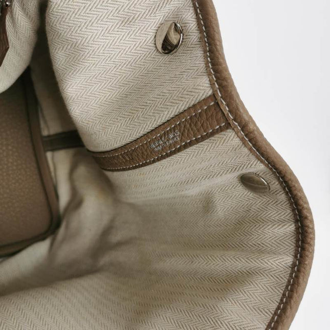Hermes Garden Party 36 Etoupe Grey Calfskin Leather Handbag 2012