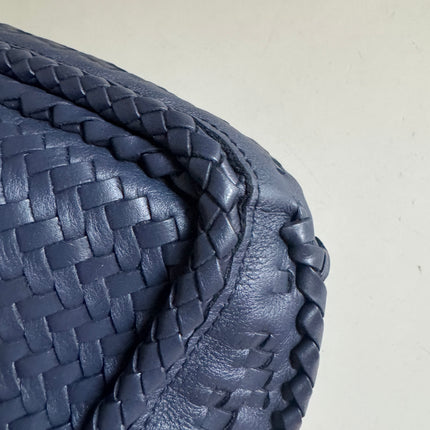 Loewe Puzzle Small Leather Woven Braided Navy Crossbody Bag
