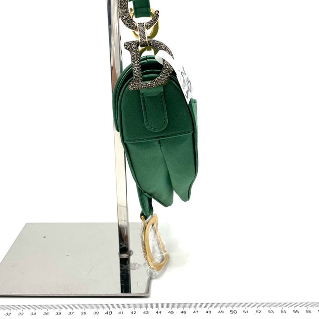 Dior Saddle Mini 2019 Silk Emerald Green with crystals