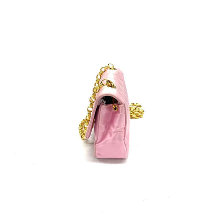 Chanel Diana Flap Bag 1990 Mini Pink Silk Satin Bijou Chain