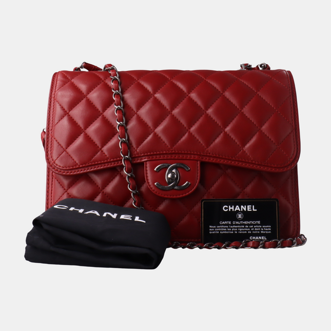 Sold Chanel Classic Flap Jumbo Large Red Calfskin Leather, 2013-2014