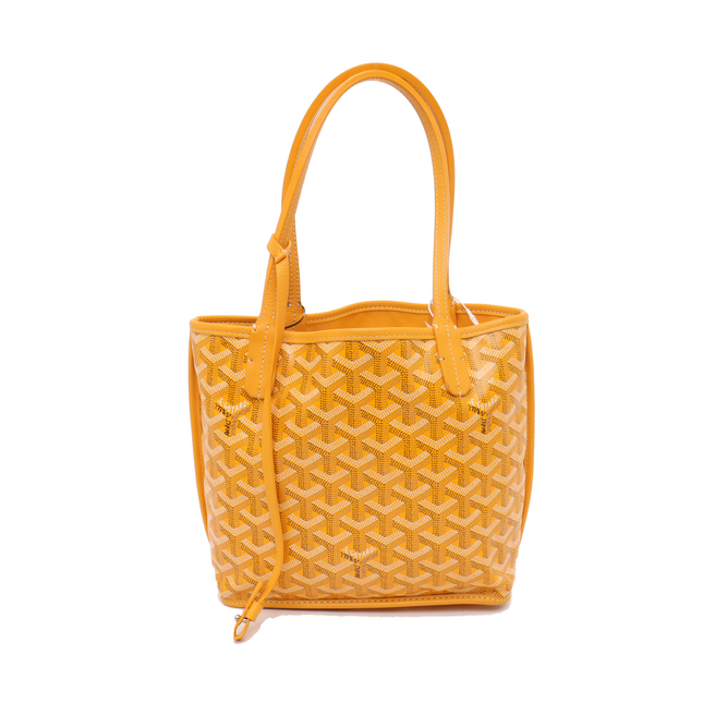 Goyard Anjou Mini Tote Yellow French Bulldog Reversible Leather-Luxbags