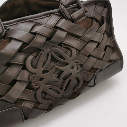 Loewe Amazona 29 in Brown Intrecciato Woven Calfskin Leather Handbag