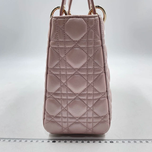 Lady Dior Medium Handbag Pearlescent Pink Cannage Leather Gold Hardware, 2016