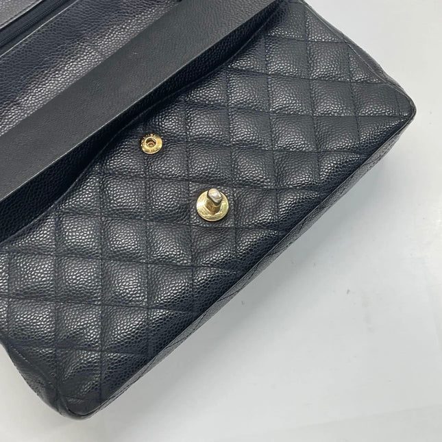 Chanel Classic Flap Medium Black Caviar Leather Gold Hardware, 2009-2010