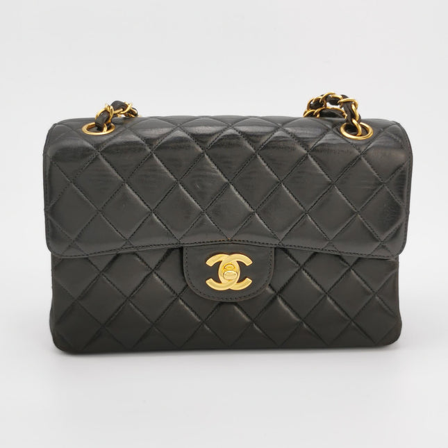 Chanel Double Sided Small Classic Flap Black Lambskin Leather 24k Gold Hardware, 1996-1997
