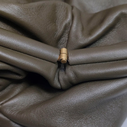 Bottega Veneta Pouch Calfskin Leather Dark Olive Green Large