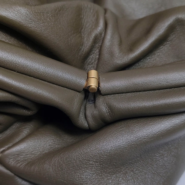 Bottega Veneta Pouch Calfskin Leather Dark Olive Green Large