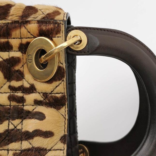 Sold Lady Dior Mini Handbag Pony-style Calfskin Leather Leopard Print
