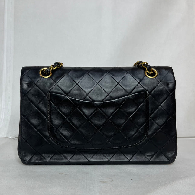 Chanel Classic Flap Vintage Medium Black Lambskin Leather 24k Gold Hardware 1994-1996