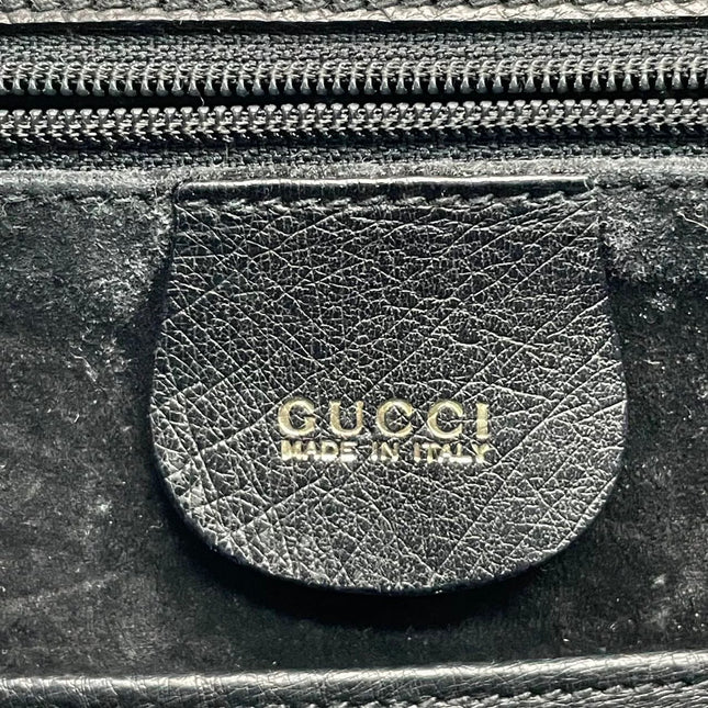 Rare Gucci Bamboo 1947 Vintage Ostrich Leather Medium Black With Strap