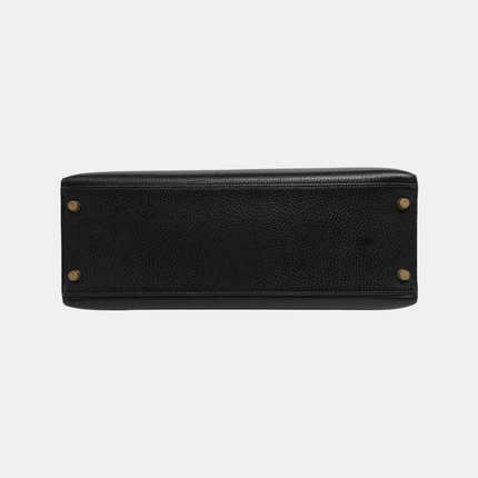 Hermes Kelly 32 Sellier Black Clemence Leather Gold Hardware 1995