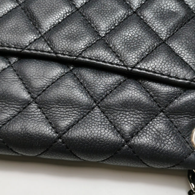 Chanel Classic Flap Maxi Black Soft Caviar Leather Silver-tone Hardware Giant CC Logo